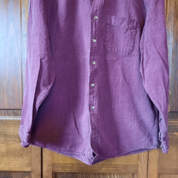 L.L. Bean 100% cotton burgundy flannel button down shirt 0 WU88 size large - Picture 3 of 10
